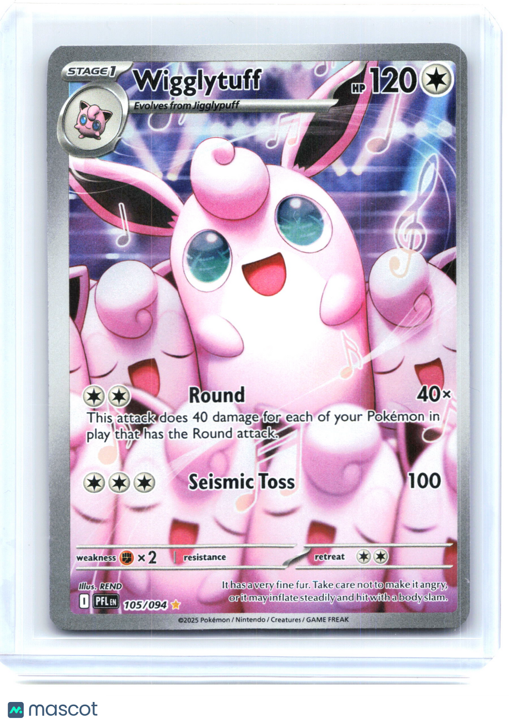 2025 Pokemon—Wigglytuff #105/094 Phantasmal Flames—Illustration Rare Holo