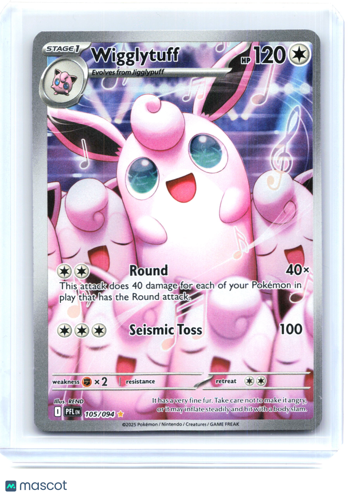2025 Pokemon—Wigglytuff #105/094 Phantasmal Flames—Illustration Rare Holo
