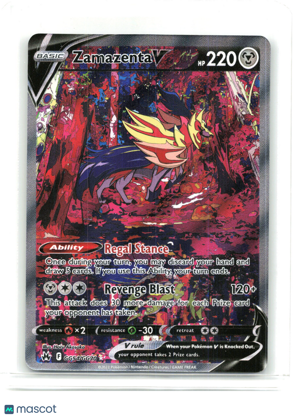 2023 Pokemon—Zamazenta V #GG54/GG70 Crown Zenith: Galarian Gallery—Ultra Rare