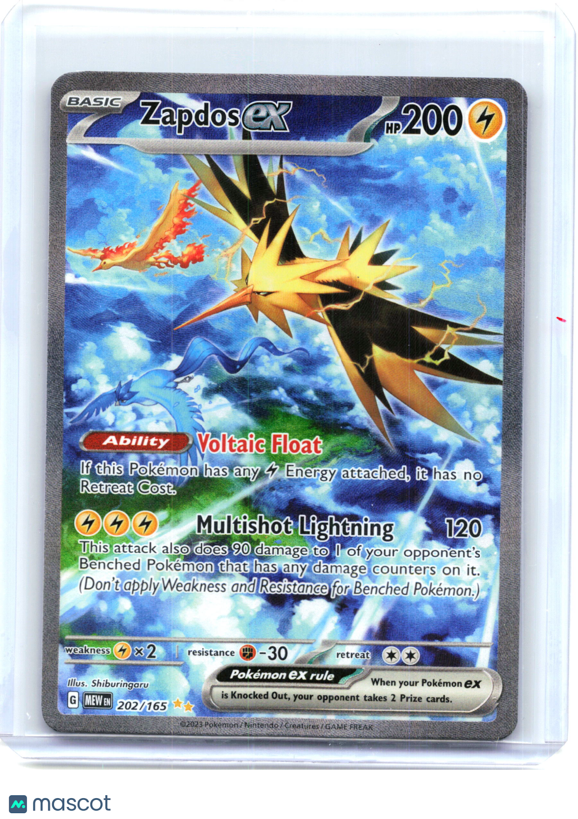2023 Zapdos ex #202/165 Scarlet & Violet 151—Special Illustration Rare Holo