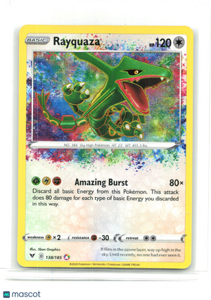 2020 Pokemon—Rayquaza #138/185 Vivid Voltage—Amazing Rare Holo