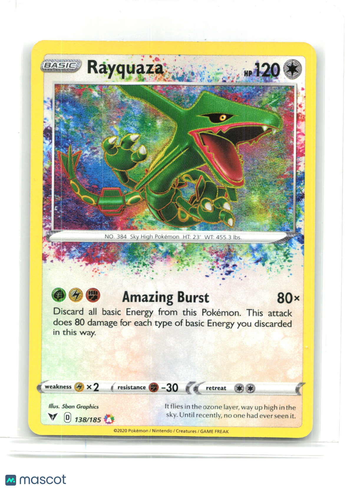 2020 Pokemon—Rayquaza #138/185 Vivid Voltage—Amazing Rare Holo