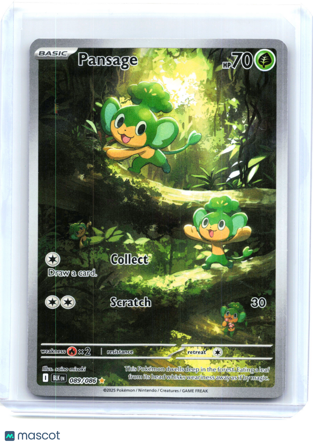 2025 Pokemon—Pansage #089/086 Black Bolt—Illustration Rare Holo