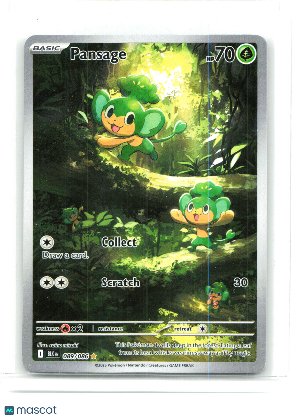 2025 Pokemon—Pansage #089/086 Black Bolt—Illustration Rare Holo