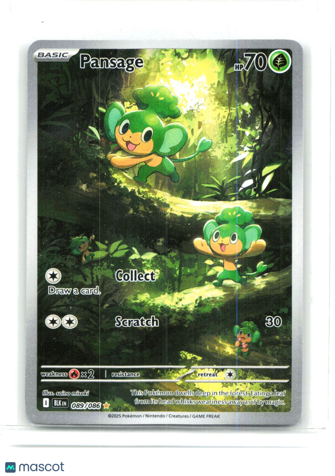 2025 Pokemon—Pansage #089/086 Black Bolt—Illustration Rare Holo