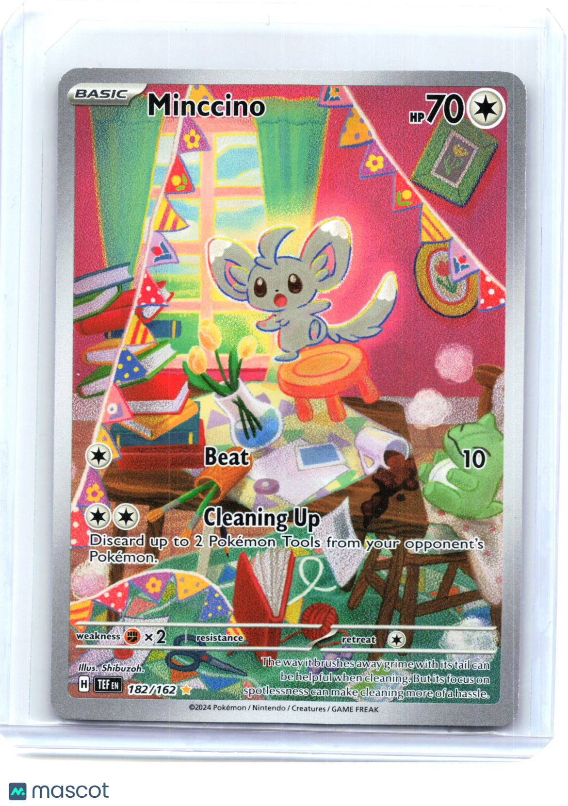 2024 Pokemon—Minccino #182/162 Temporal Forces—Illustration Rare Holo