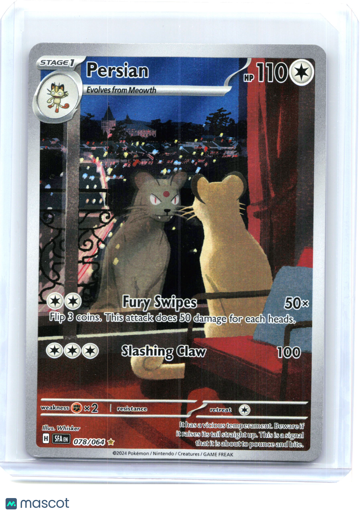 2024 Pokemon—Persian #078/064 Shrouded Fable—Illustration Rare Holo