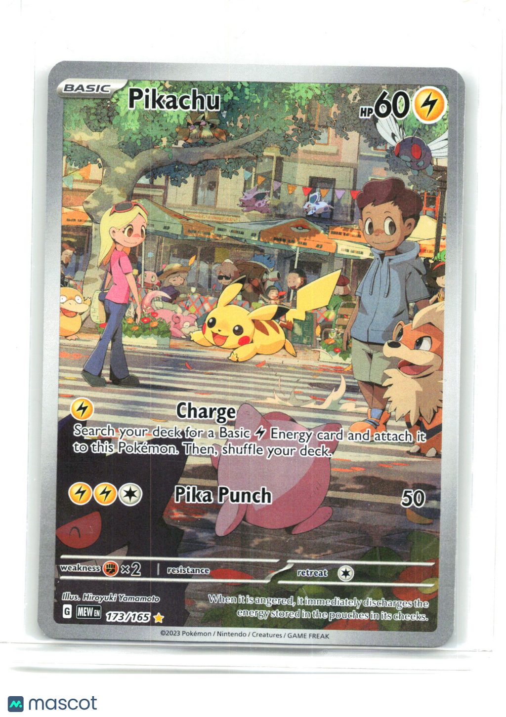 2023 Pokemon—Pikachu #173/165 Scarlet & Violet 151—Illustration Rare Holo