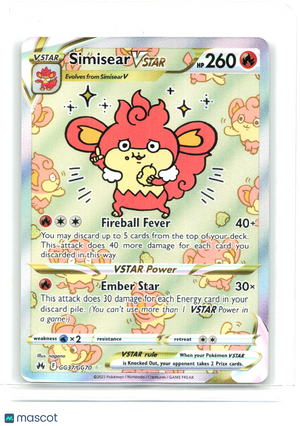 2023 Simisear VSTAR #GG37/GG70 Crown Zenith: Galarian Gallery—Ultra Rare Holo
