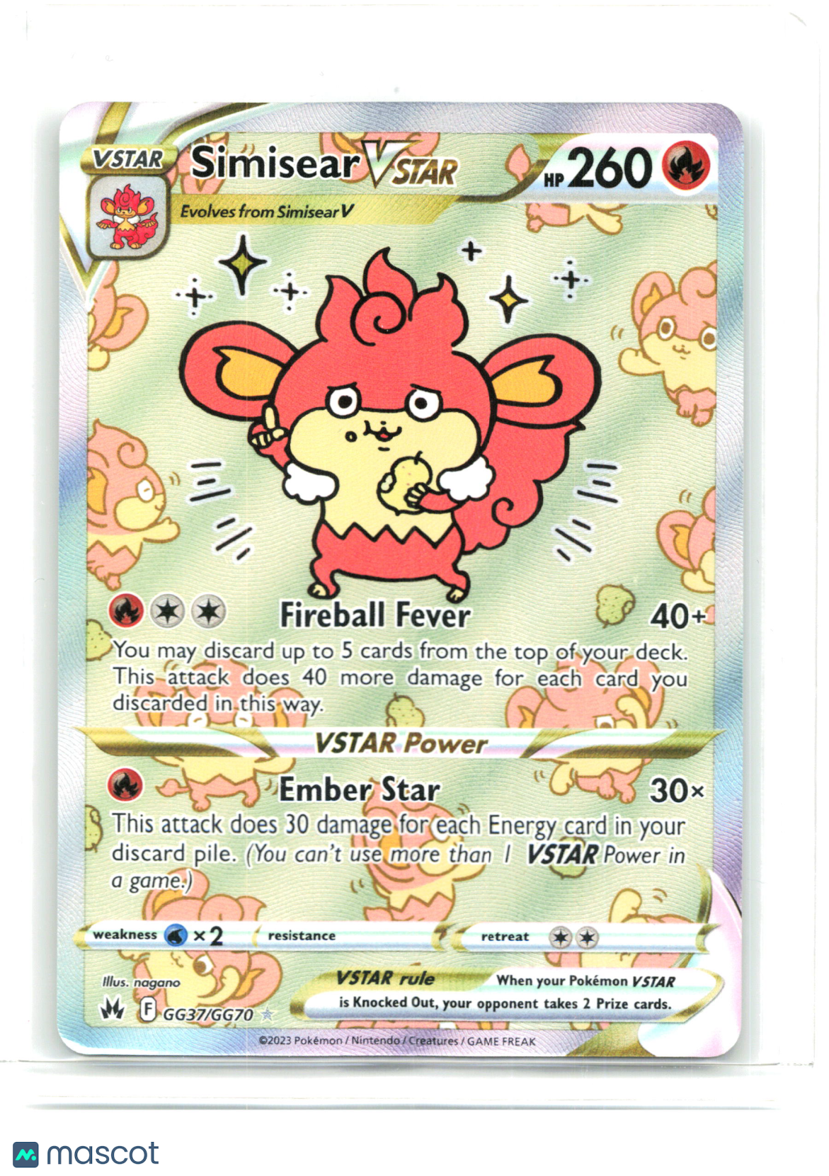 2023 Simisear VSTAR #GG37/GG70 Crown Zenith: Galarian Gallery—Ultra Rare Holo