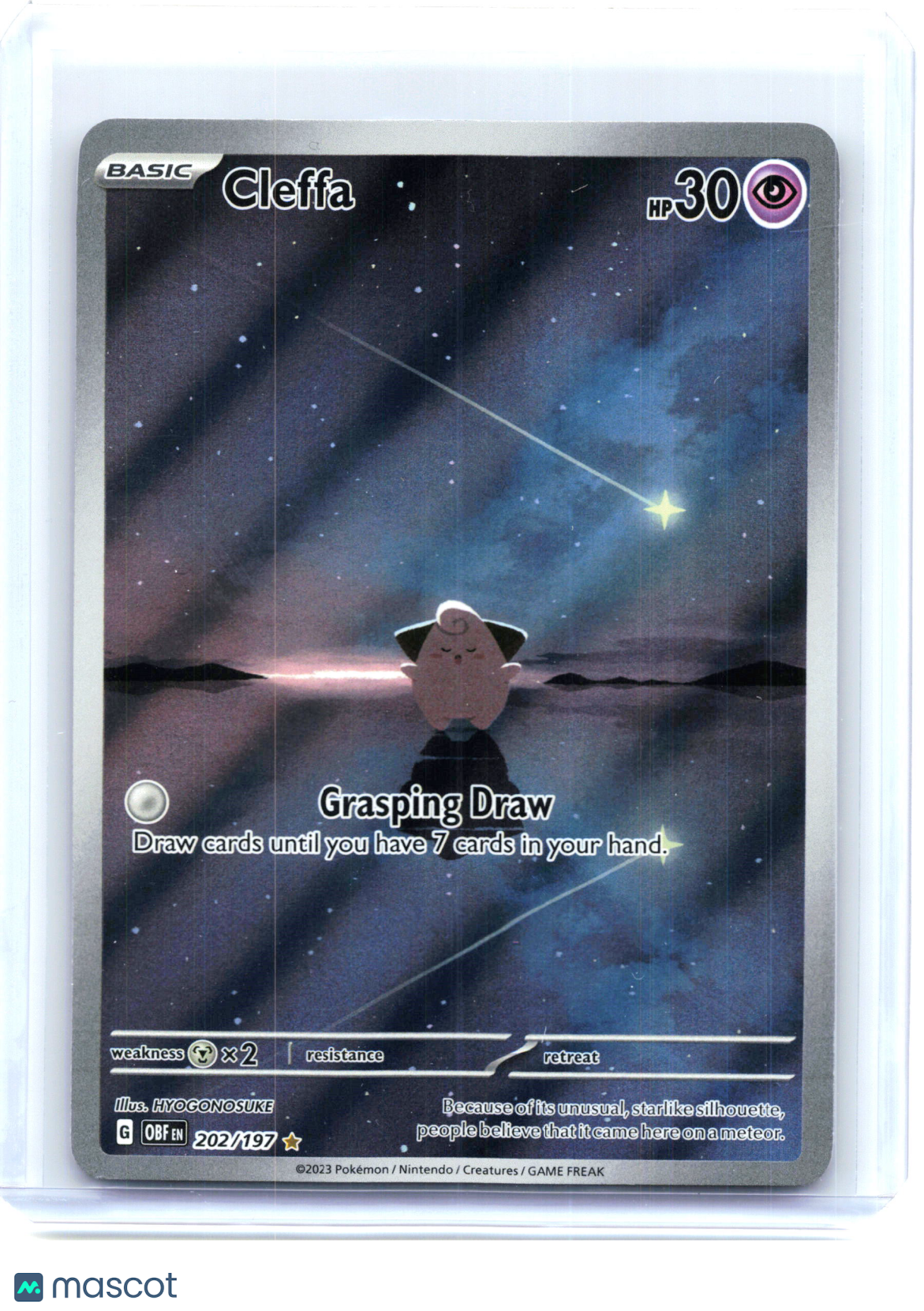 2023 Pokemon—Cleffa #202/197 Obsidian Flames—Illustration Rare Holo