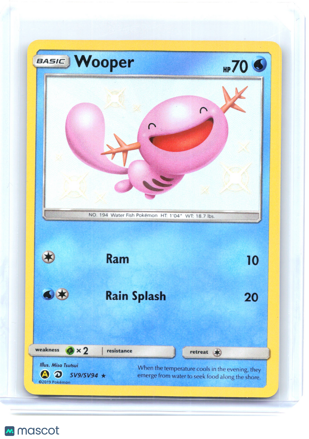 2019 Pokemon—Wooper #SV9/SV94 Hidden Fates: Shiny Vault—Shiny Holo Rare Holo