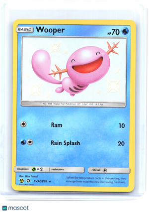 2019 Pokemon—Wooper #SV9/SV94 Hidden Fates: Shiny Vault—Shiny Holo Rare Holo