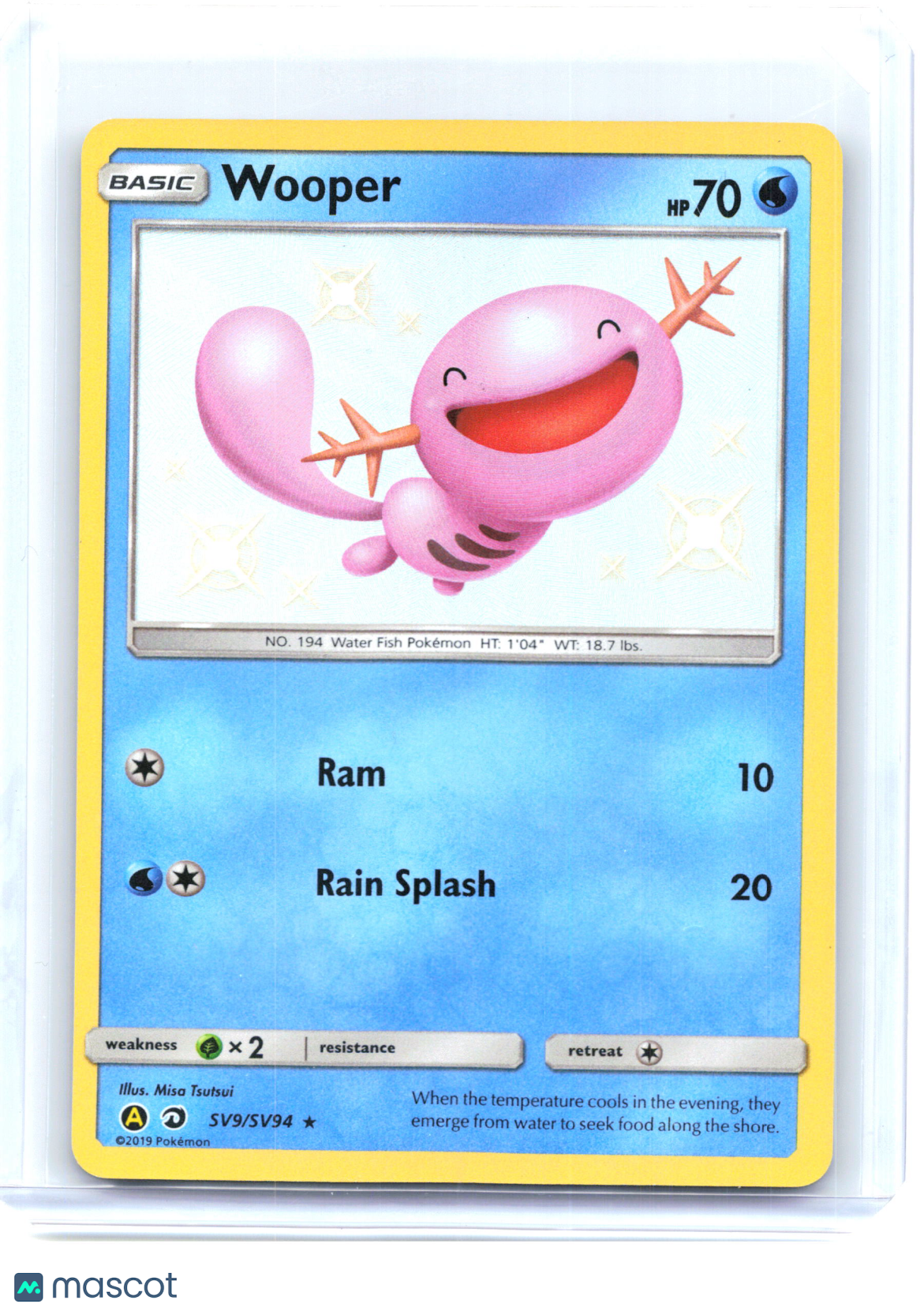 2019 Pokemon—Wooper #SV9/SV94 Hidden Fates: Shiny Vault—Shiny Holo Rare Holo