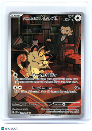2025 Team Rocket's Meowth #203/182 Destined Rivals—Illustration Rare Holo