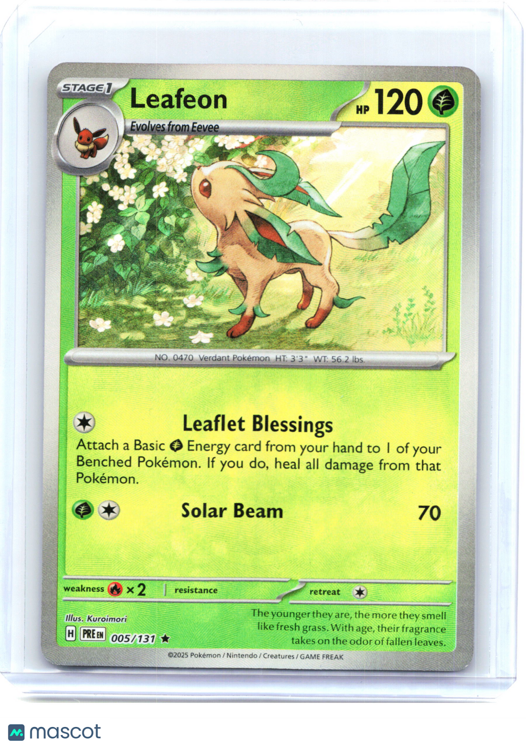 2025 Leafeon #005/131 Prismatic Evolutions—Rare Holo (Master Ball Pattern)