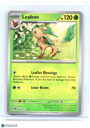 2025 Leafeon #005/131 Prismatic Evolutions—Rare Holo (Master Ball Pattern)