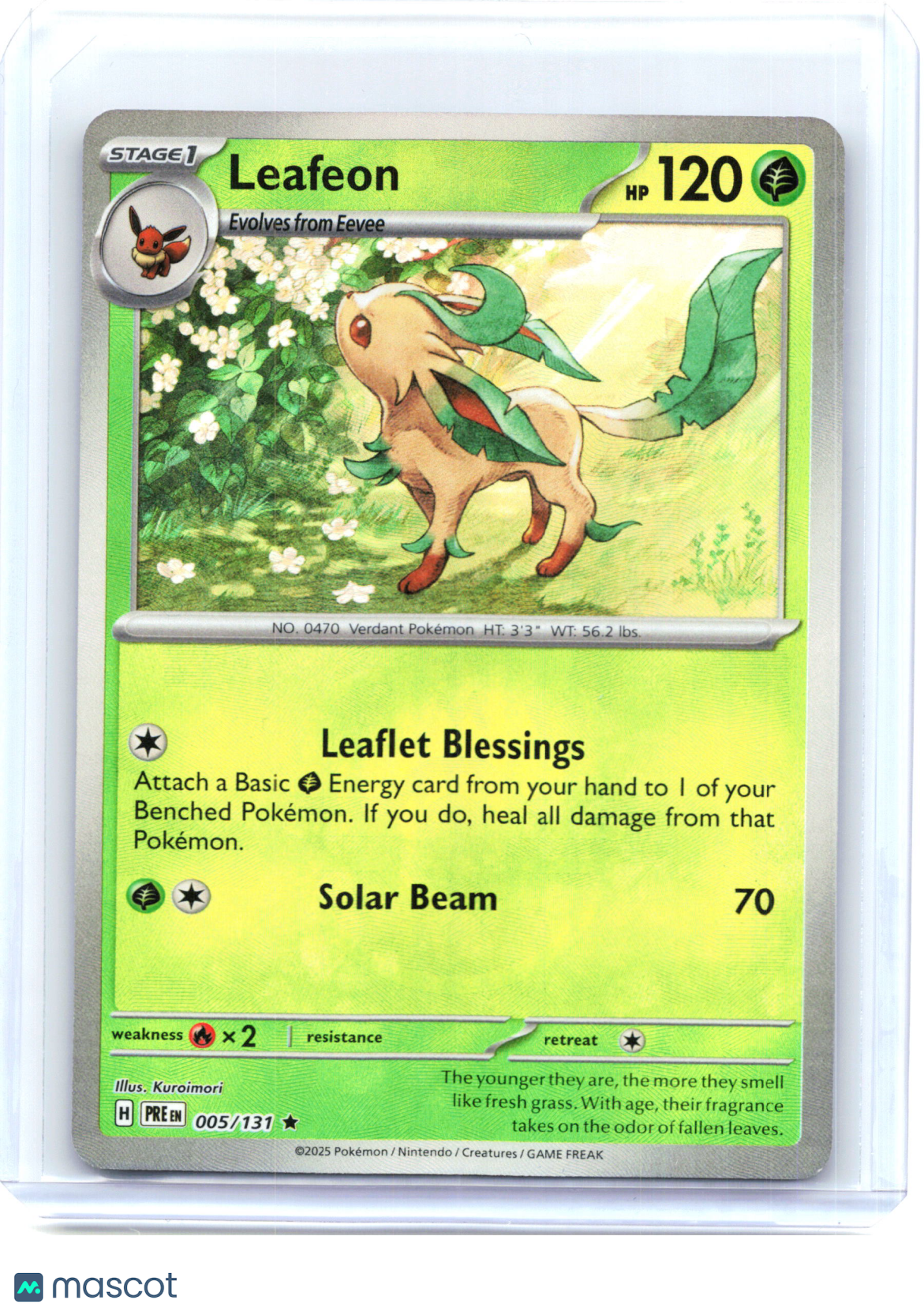 2025 Leafeon #005/131 Prismatic Evolutions—Rare Holo (Master Ball Pattern)