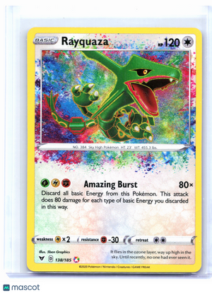 2020 Pokemon—Rayquaza #138/185 Vivid Voltage—Amazing Rare Holo