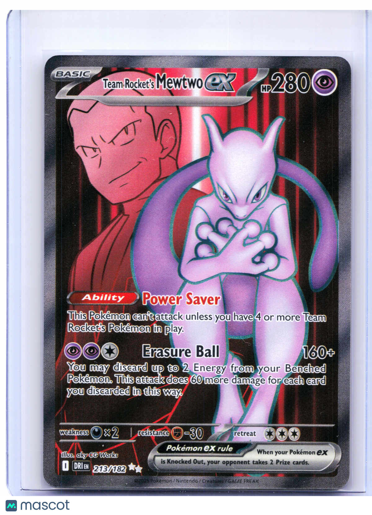 2025 Pokemon—Team Rocket's Mewtwo ex #213/182 Destined Rivals—Ultra Rare Holo