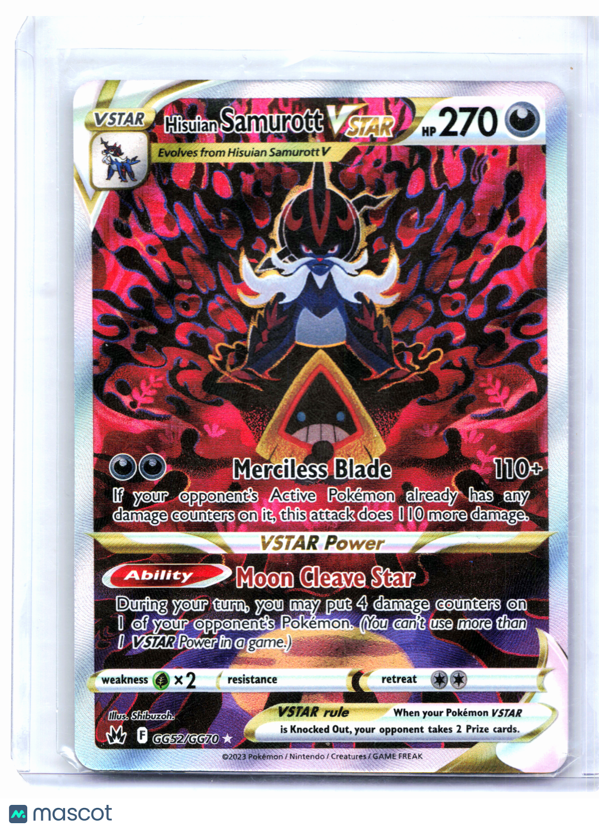 2023 Pokemon—Hisuian Samurott VSTAR #GG52/GG70 Crown Zenith: Galarian Gallery—UR