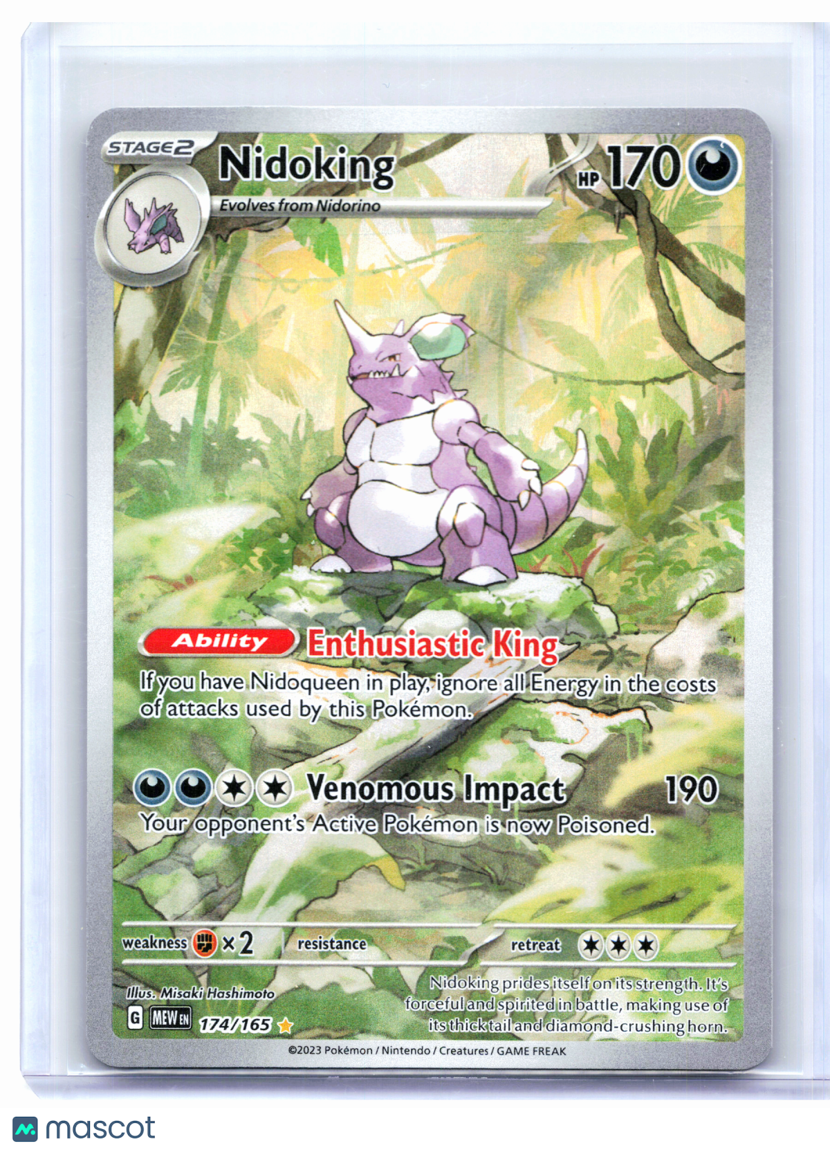2023 Pokemon—Nidoking #174/165 Scarlet & Violet 151—Illustration Rare Holo