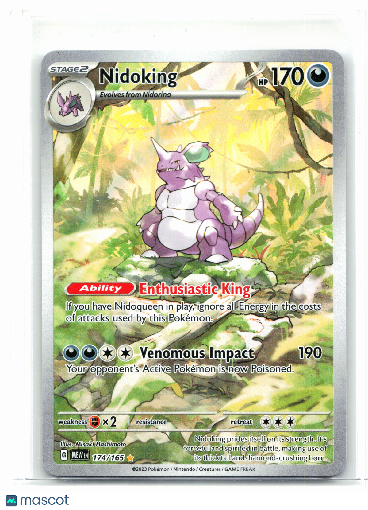 2023 Pokemon—Nidoking #174/165 Scarlet & Violet 151—Illustration Rare Holo