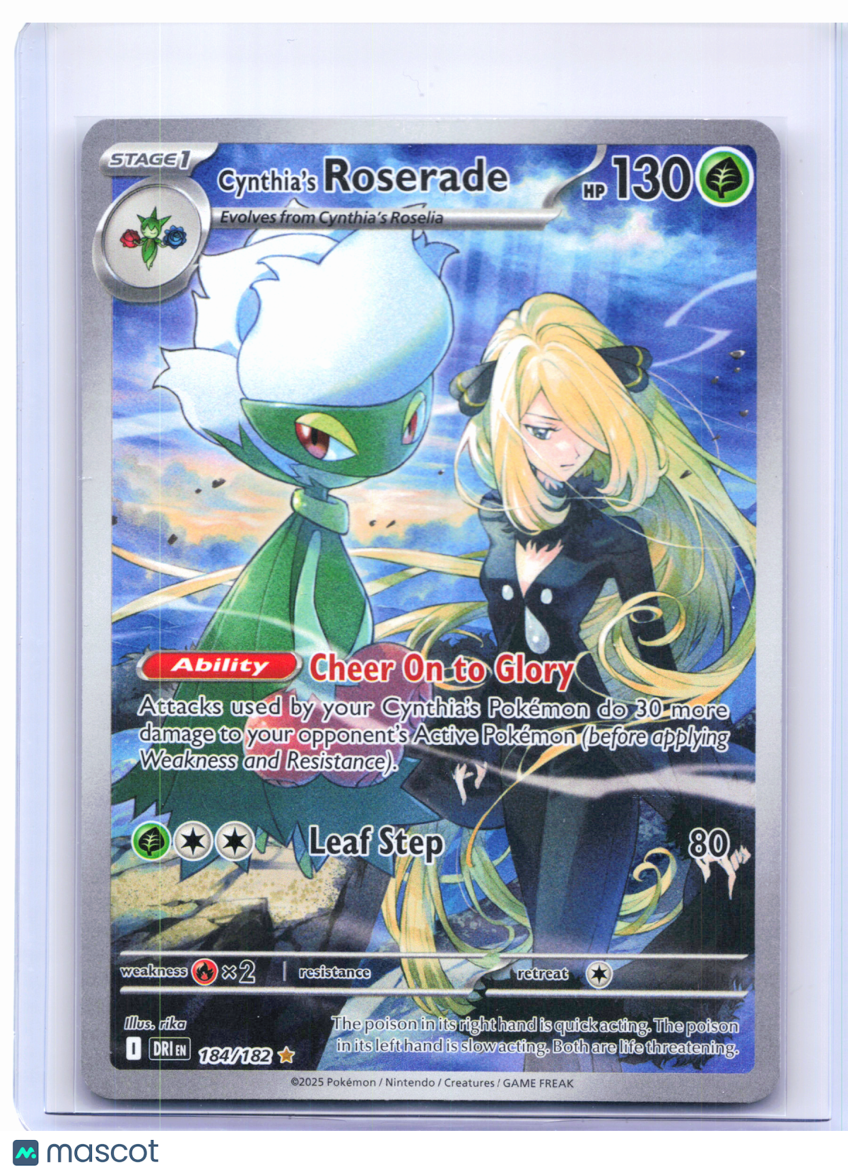 2025 Pokemon—Cynthia's Roserade #184/182 Destined Rivals—Illustration Rare Holo