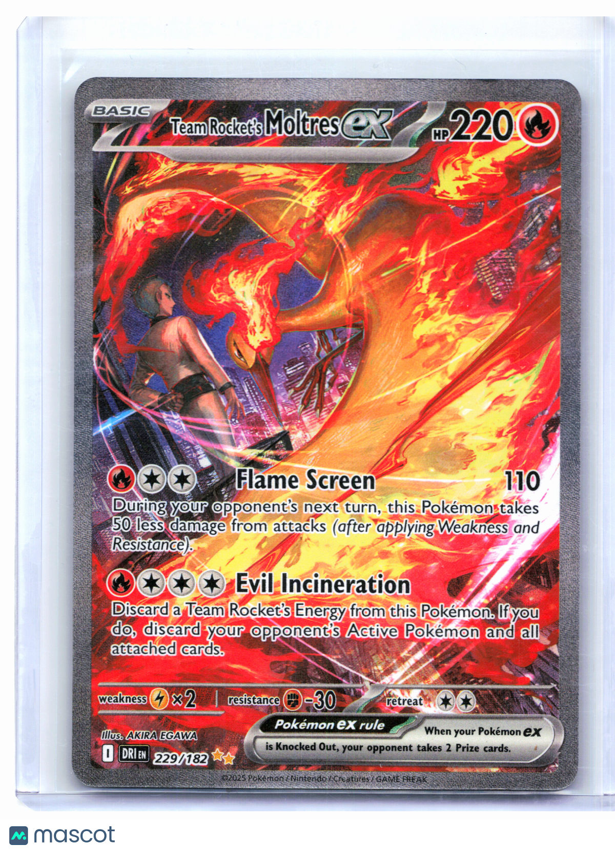 2025 Pokemon—Team Rocket's Moltres ex #229/182 Destined Rivals—SIR Holo