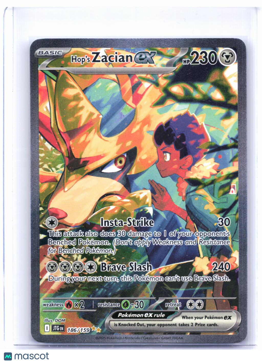 2025 Pokemon—Hop's Zacian ex #186/159 Journey Together—Special Illustration Rare