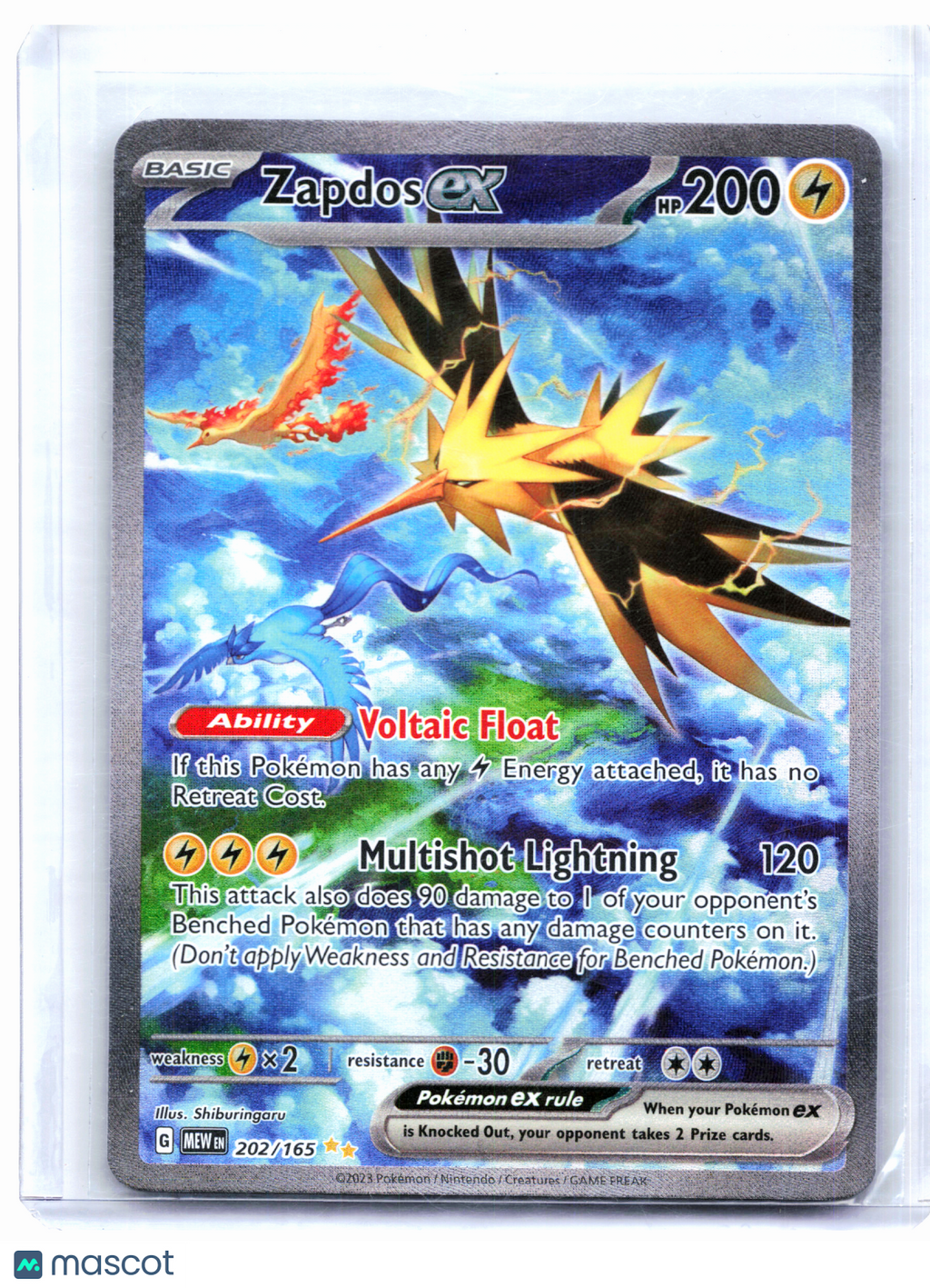 2023 Pokemon—Zapdos ex #202/165 Scarlet & Violet 151—SIR Holo [Lightly Played]