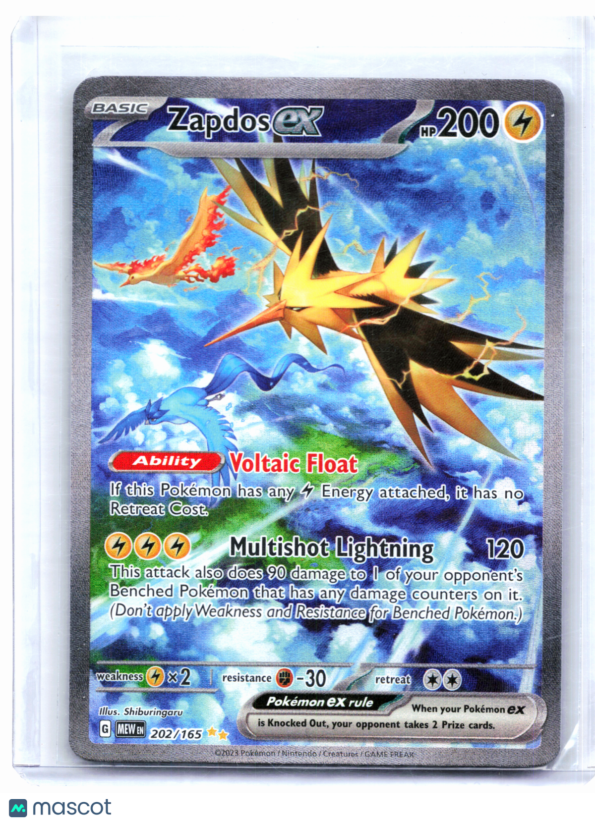 2023 Pokemon—Zapdos ex #202/165 Scarlet & Violet 151—SIR Holo [Lightly Played]