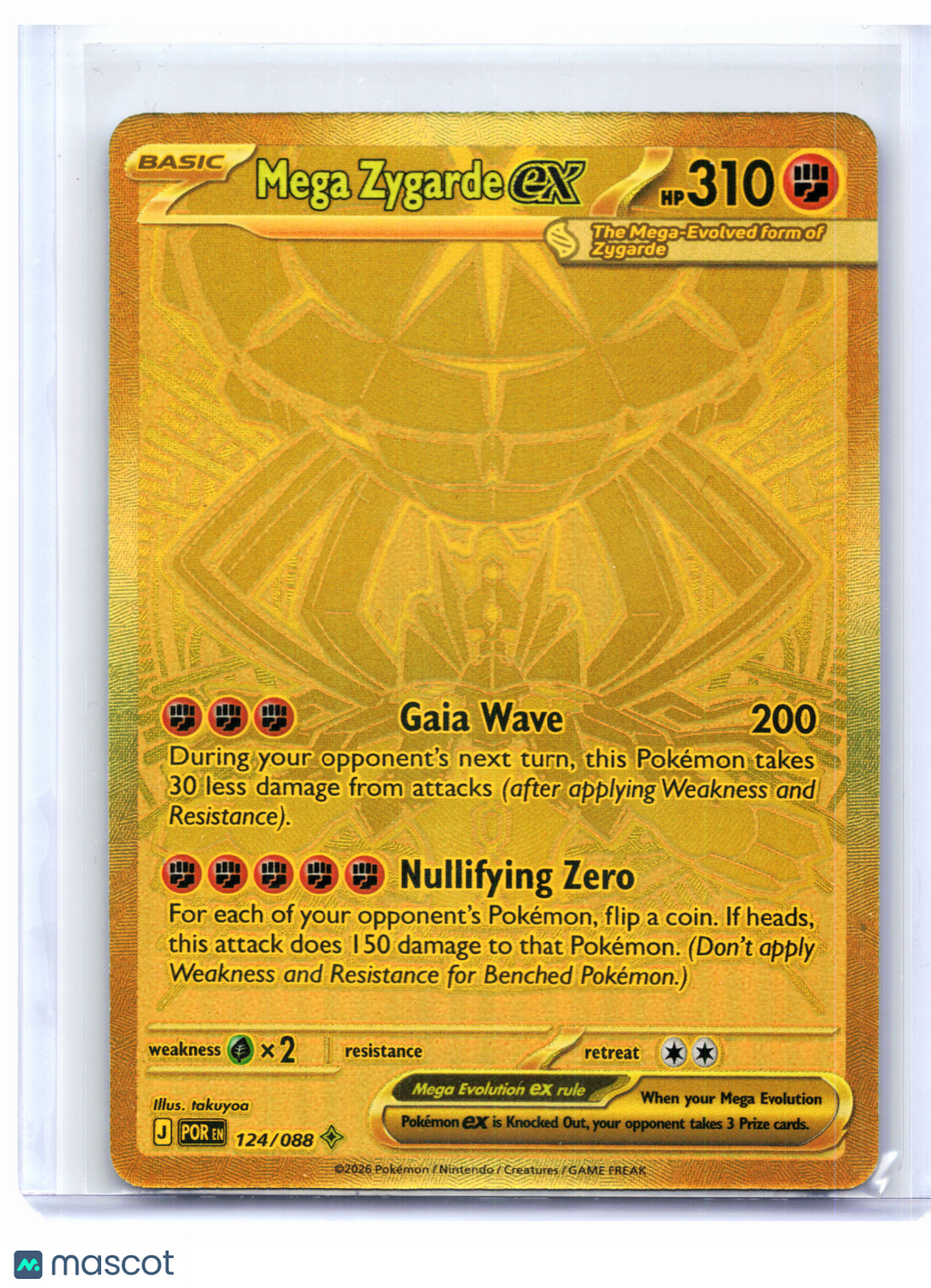 2026 Pokemon—Mega Zygarde ex #124/088 Perfect Order—Mega Hyper Rare Gold