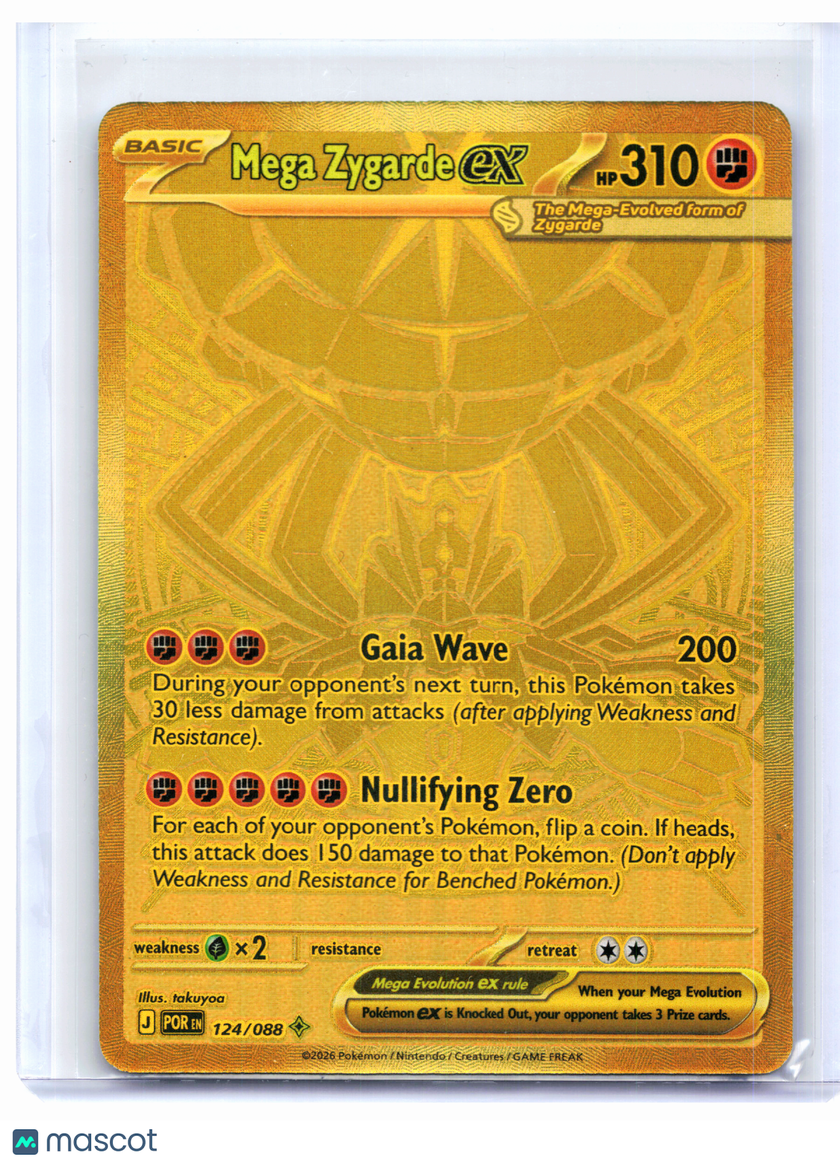 2026 Pokemon—Mega Zygarde ex #124/088 Perfect Order—Mega Hyper Rare Gold