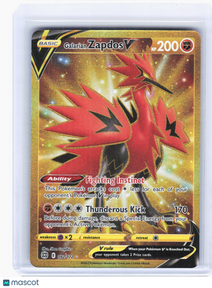 2022 Pokemon—Galarian Zapdos V #182 Brilliant Stars—Secret Rare Holo