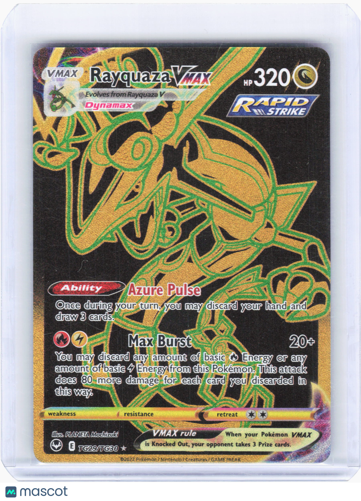 2022 Pokemon—Rayquaza VMAX #TG29 Silver Tempest Trainer Gallery—Secret Rare Holo
