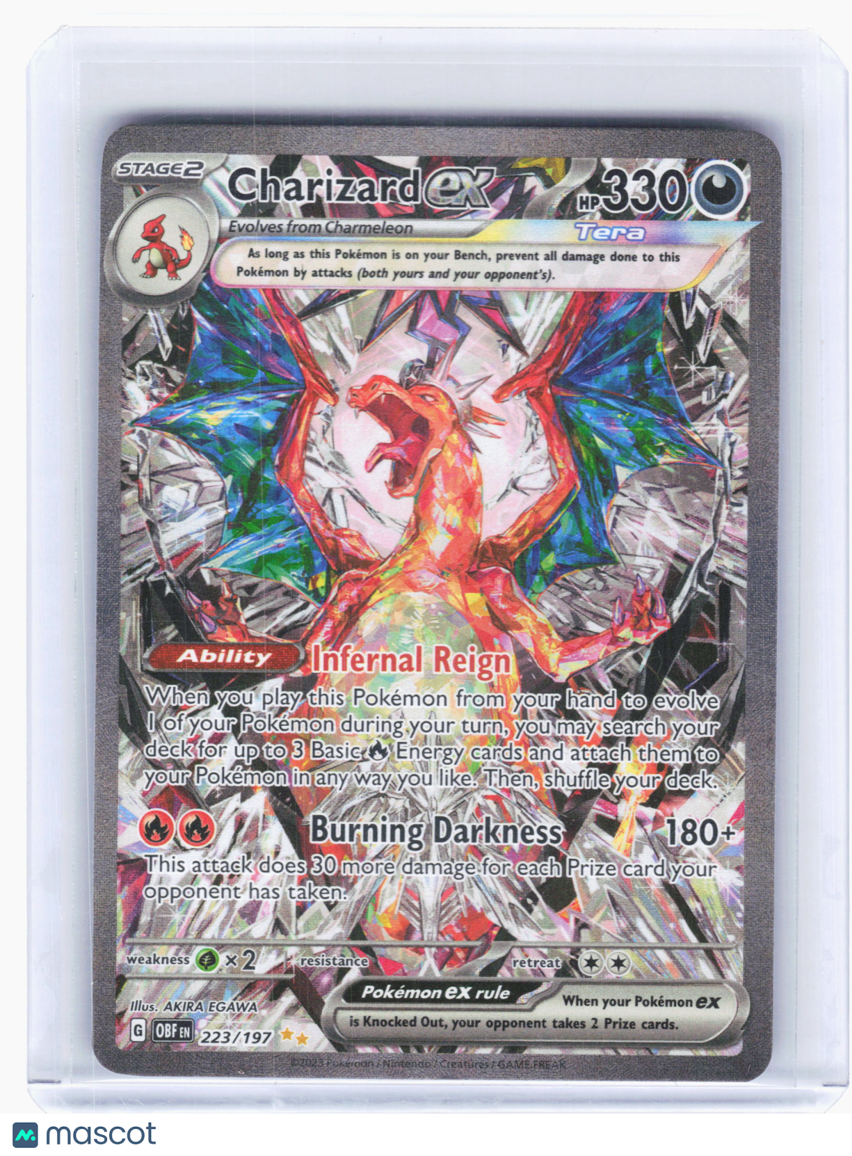 2023 Pokemon—Charizard ex #223 Obsidian Flames—Special Illustration Rare Holo