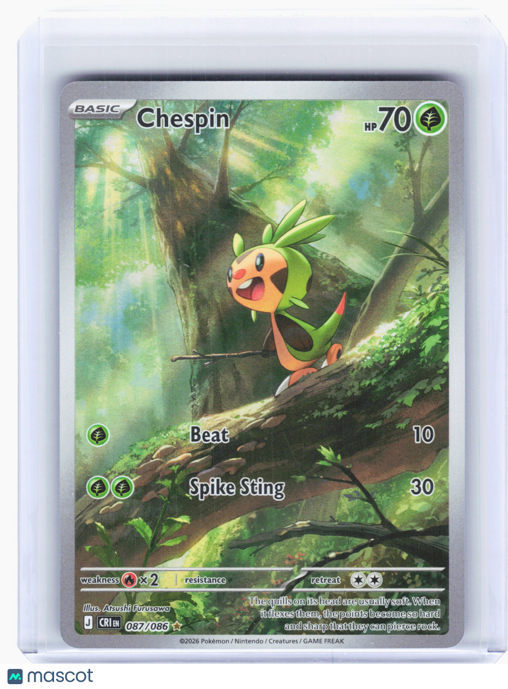 2026 Pokemon—Chespin #87 Chaos Rising—Illustration Rare Holo