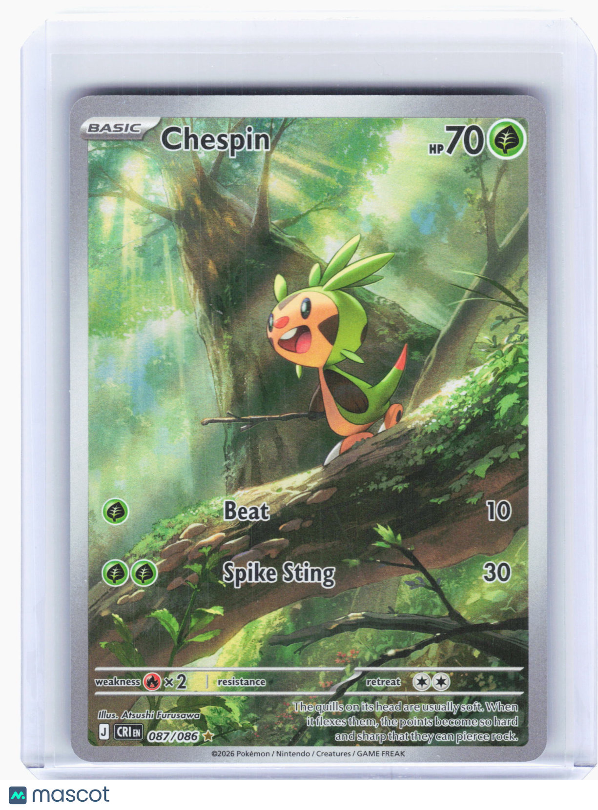 2026 Pokemon—Chespin #87 Chaos Rising—Illustration Rare Holo