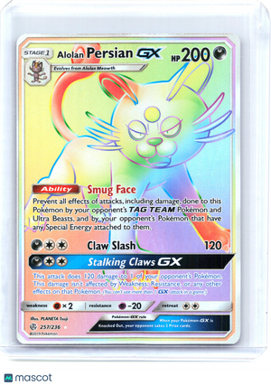 2019 Pokemon—Alolan Persian GX #257/236 Cosmic Eclipse—Rainbow Rare Holo
