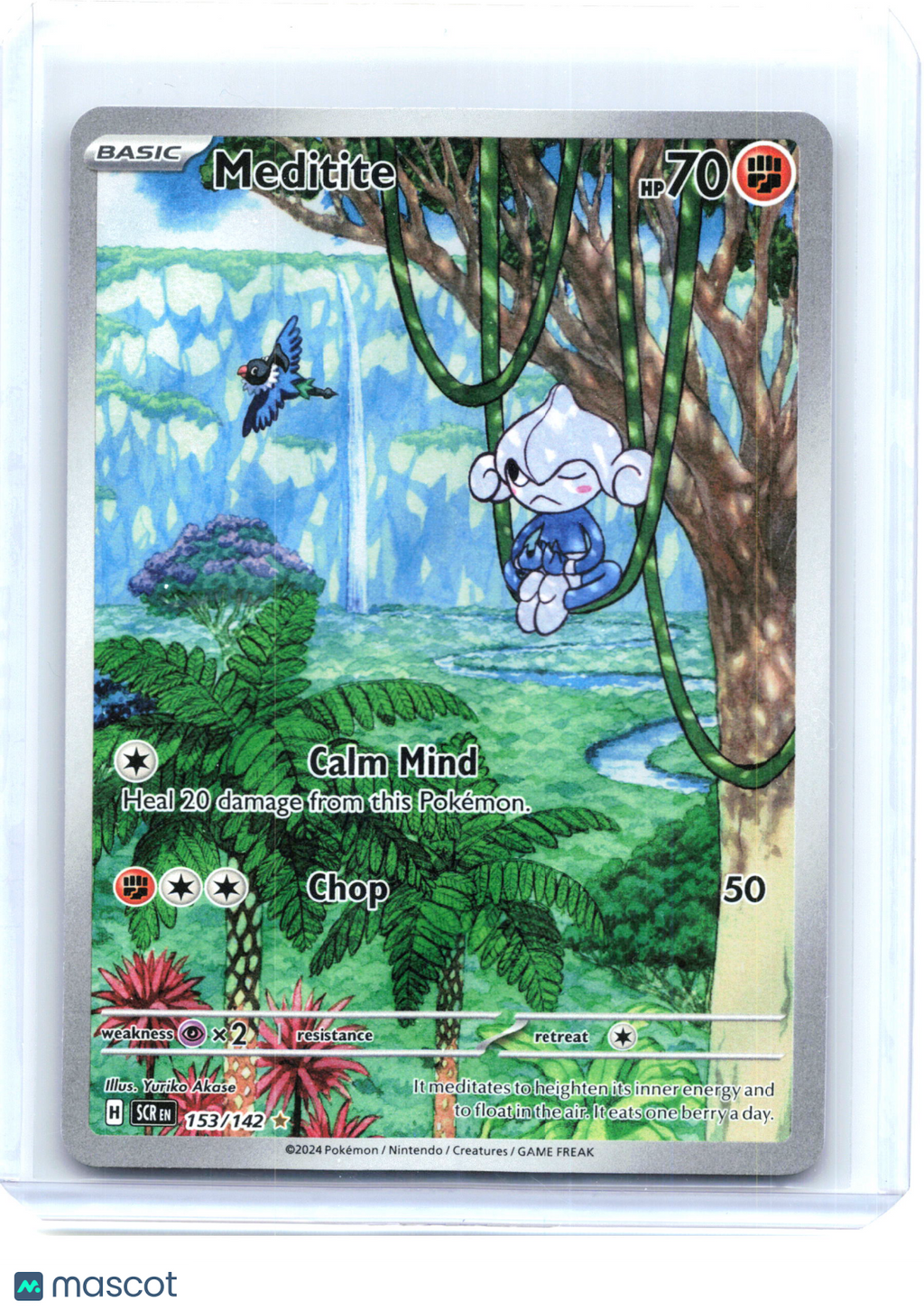 2024 Pokemon—Meditite #153/142 Stellar Crown—Illustration Rare Holo