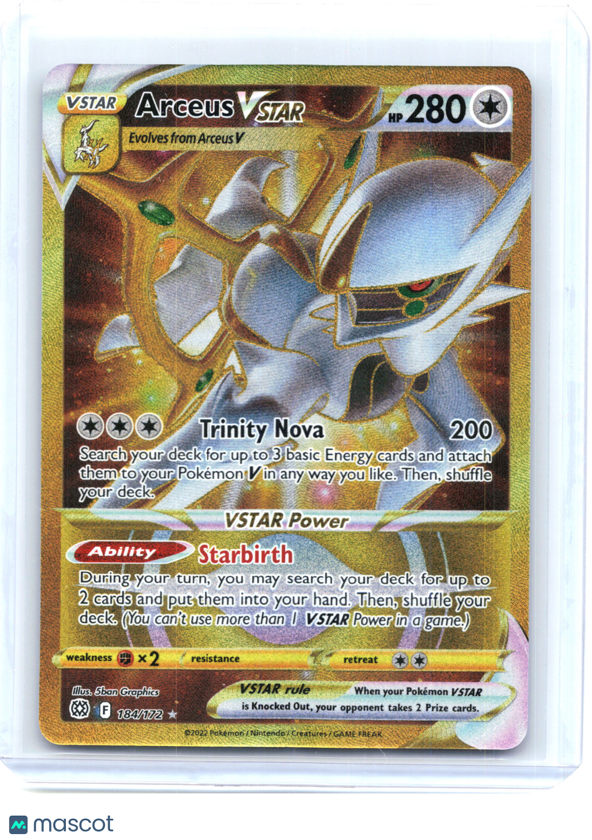 2022 Pokemon—Arceus VSTAR #184/172 Brilliant Stars—Secret Rare Holo