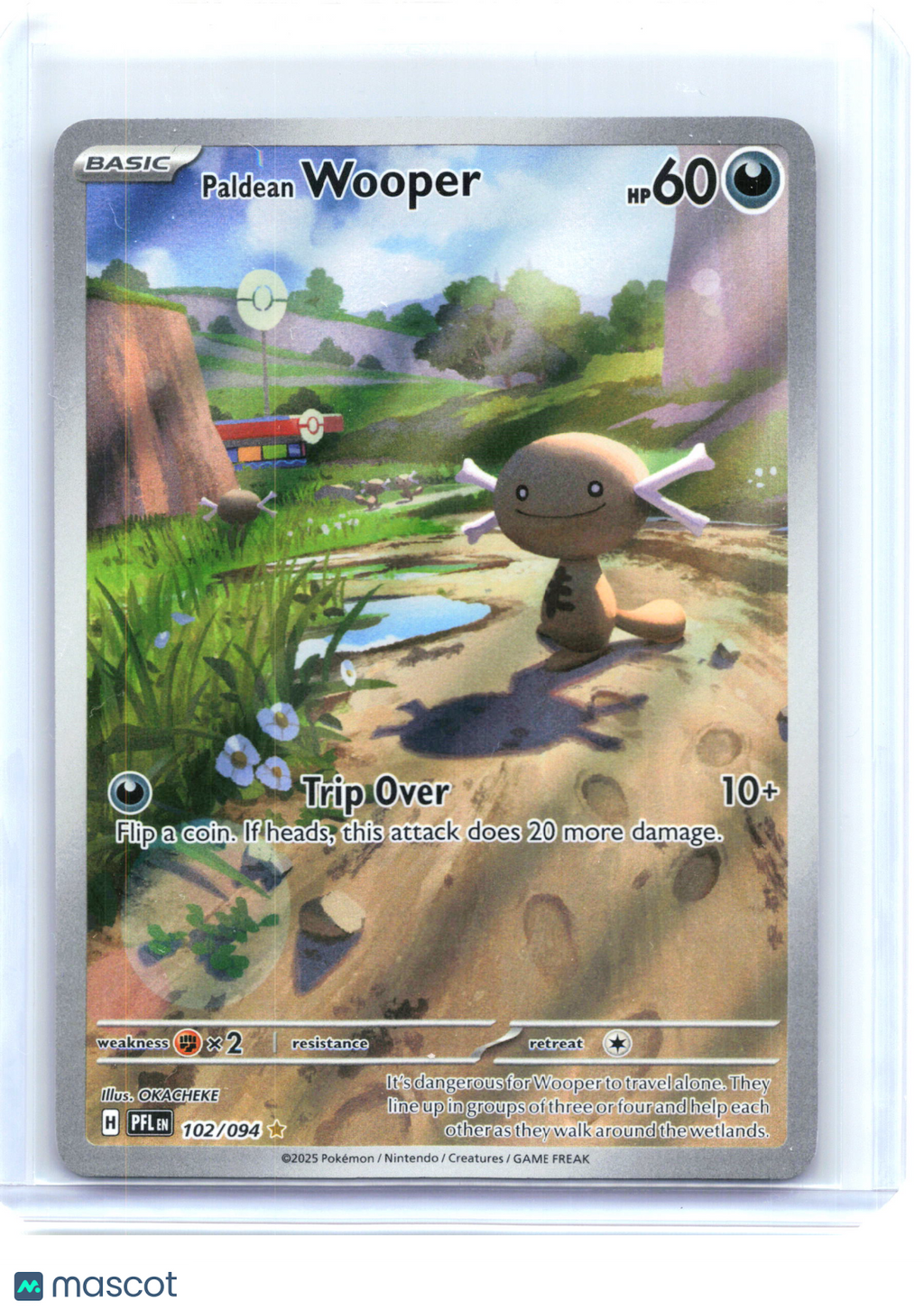 2025 Paldean Wooper #102/094 Phantasmal Flames—Illustration Rare Holo [LP]