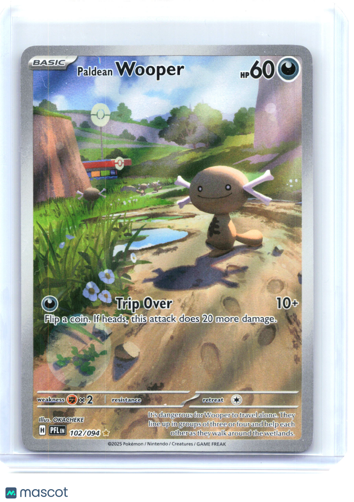 2025 Paldean Wooper #102/094 Phantasmal Flames—Illustration Rare Holo [LP]