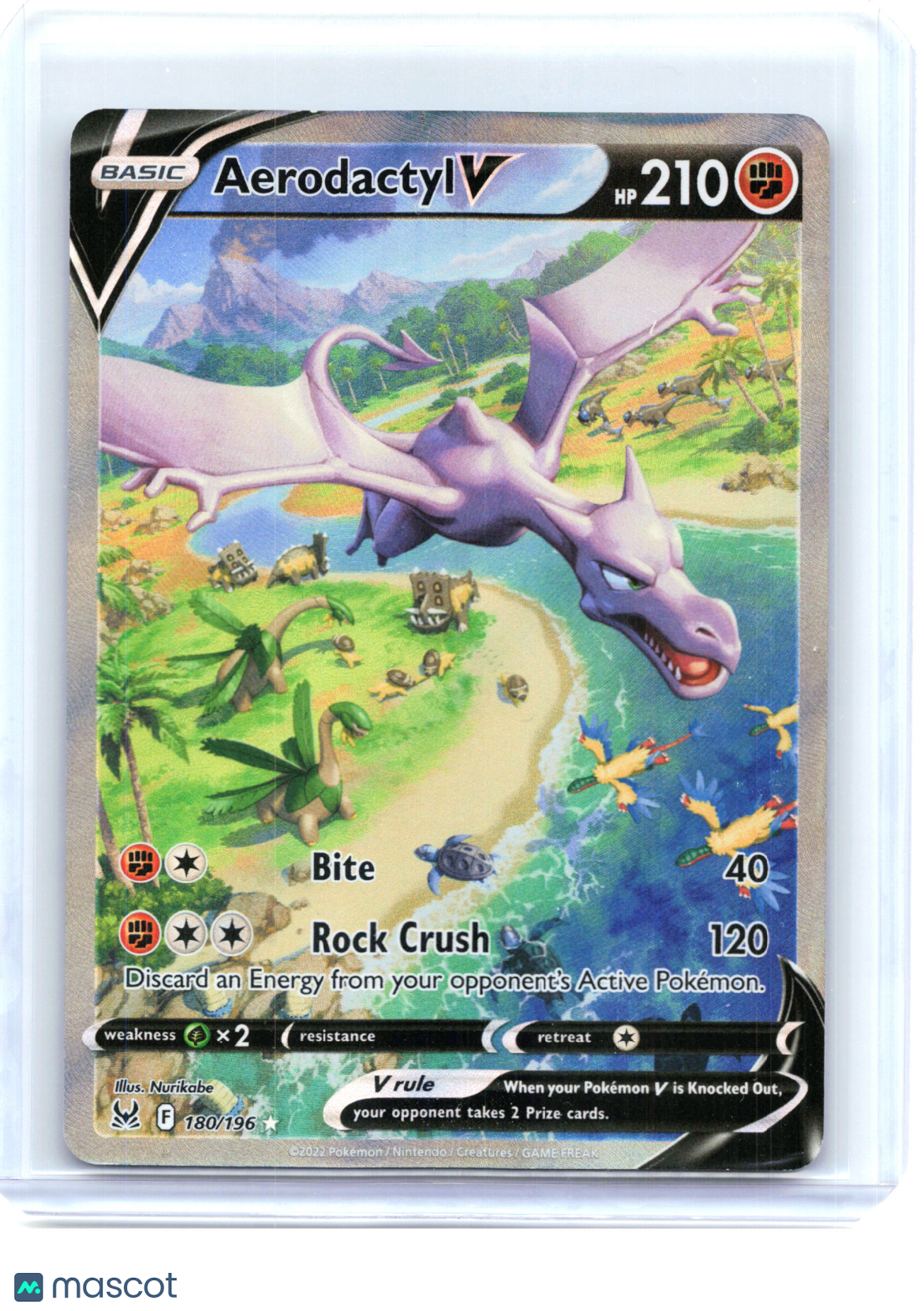 2022 Pokemon—Aerodactyl V #180/196 Lost Origin—Ultra Rare Holo [Damaged]