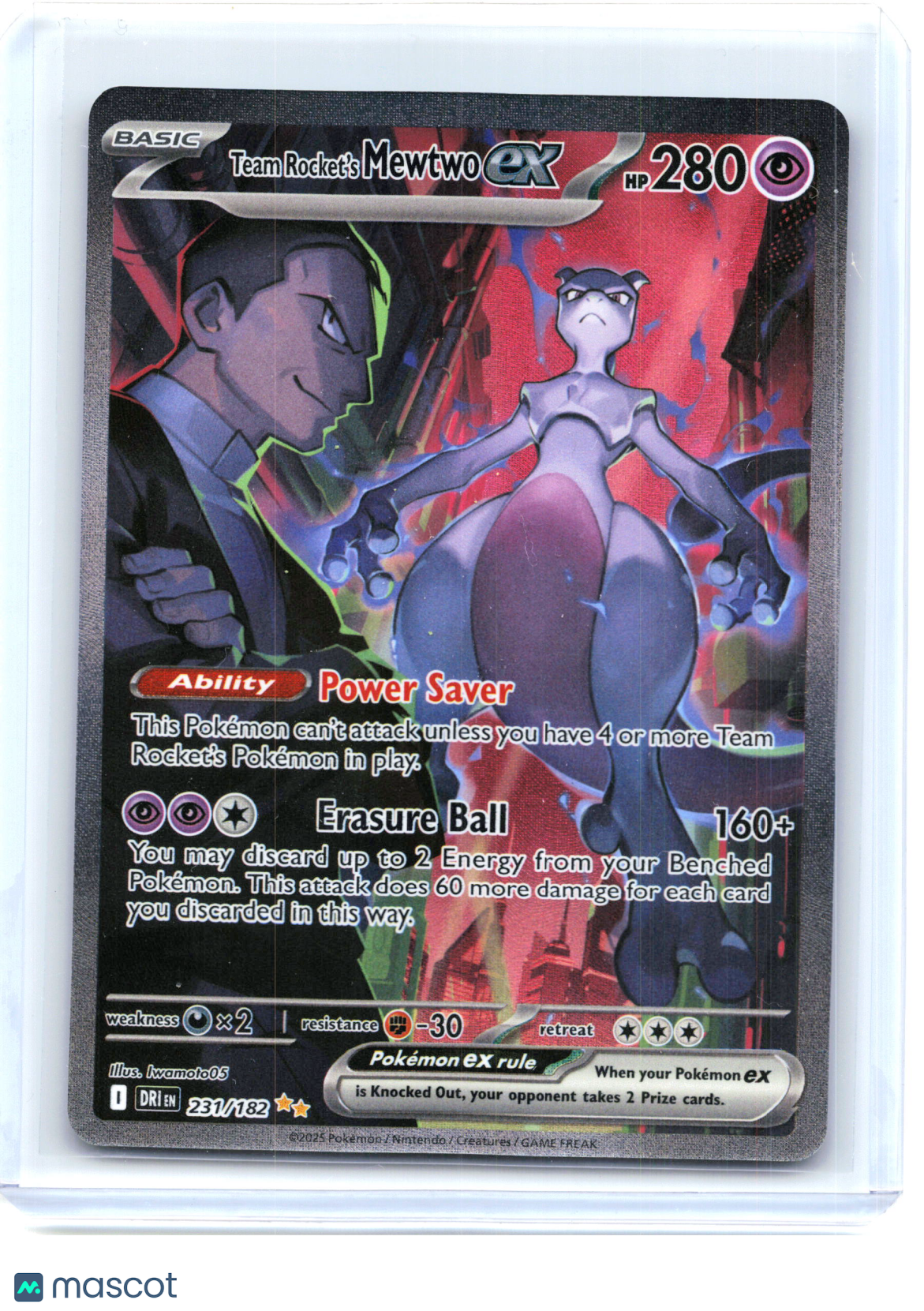 2025 Team Rocket's Mewtwo ex #231/182 Destined Rivals—Special Illustration Rare