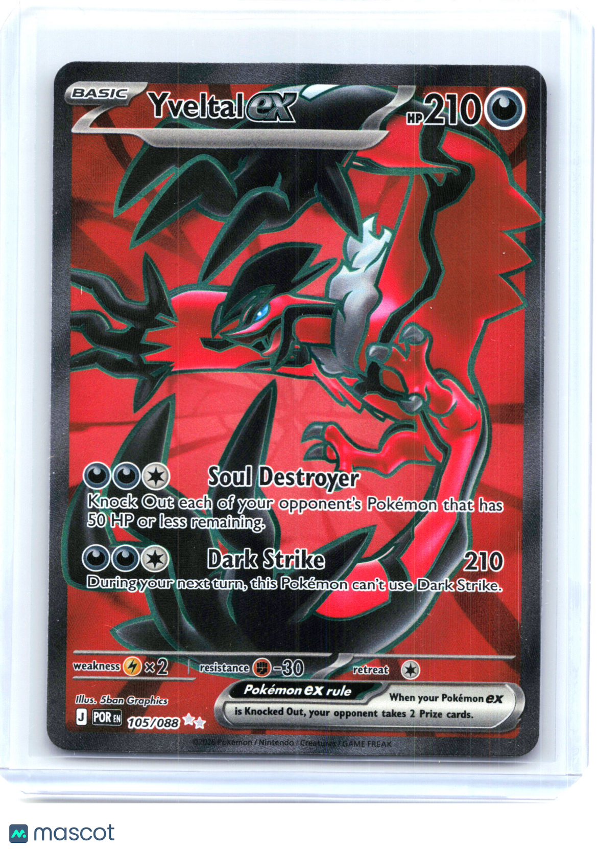 2026 Pokemon—Yveltal ex #105/088 Perfect Order—Ultra Rare Holo