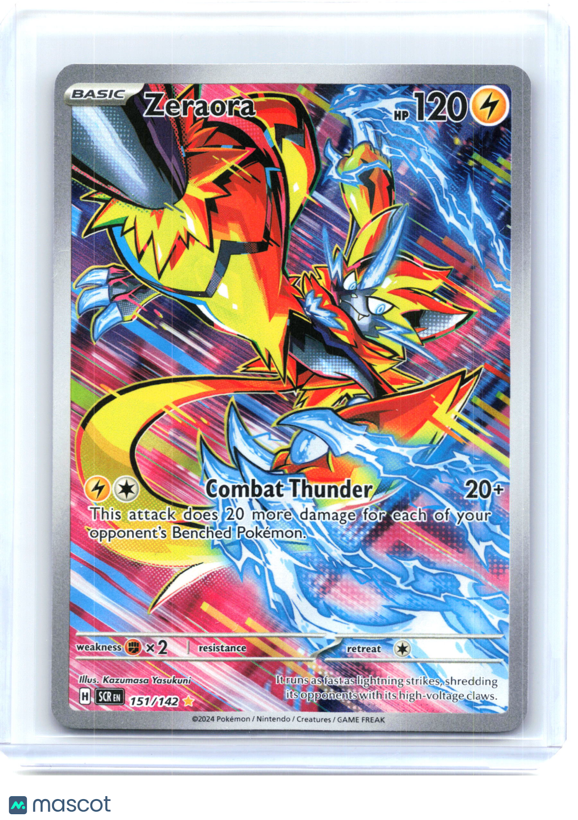 2024 Pokemon—Zeraora #151/142 Stellar Crown—Illustration Rare Holo