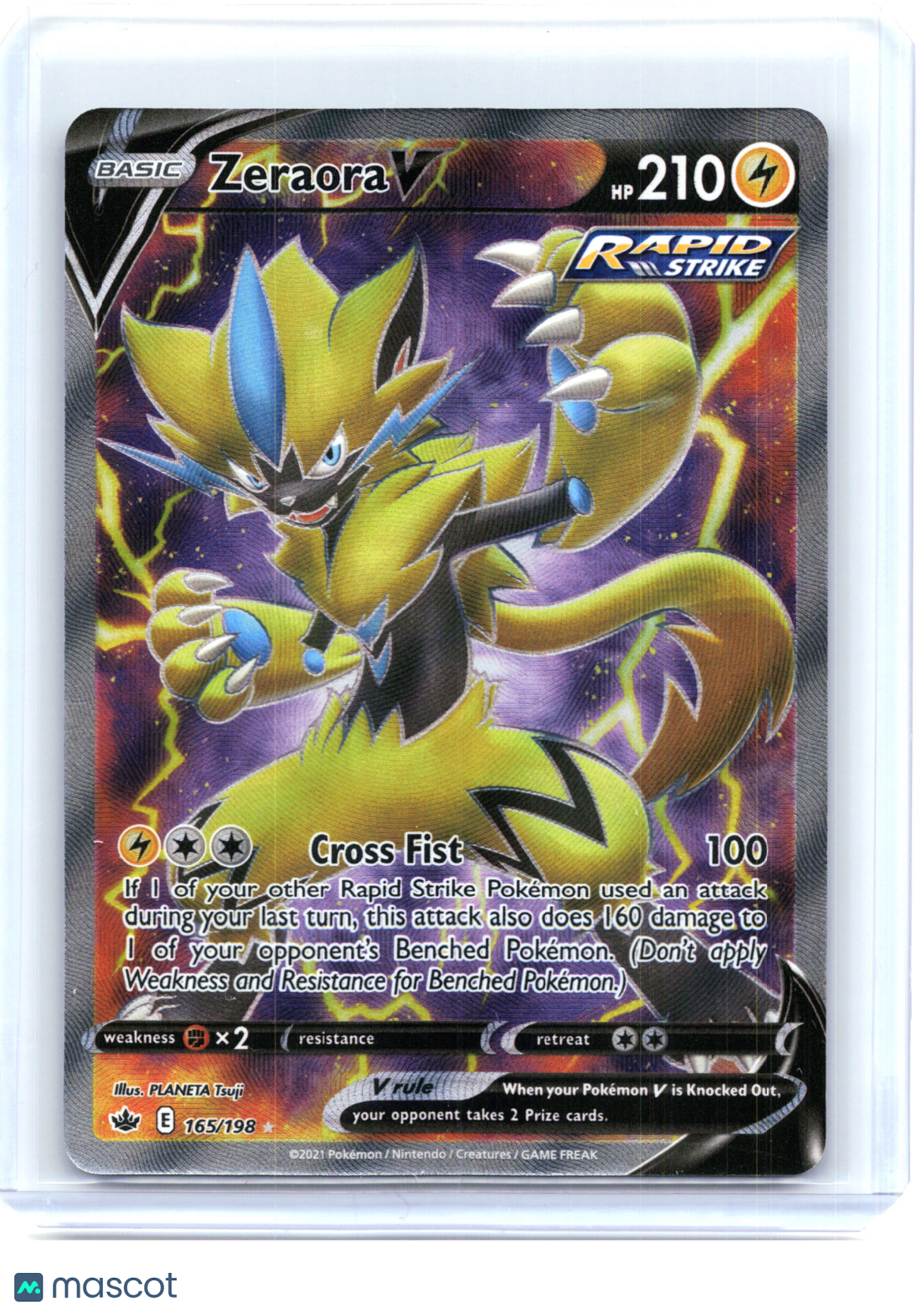 2021 Pokemon—Zeraora V #165/198 Chilling Reign—Ultra Rare Holo