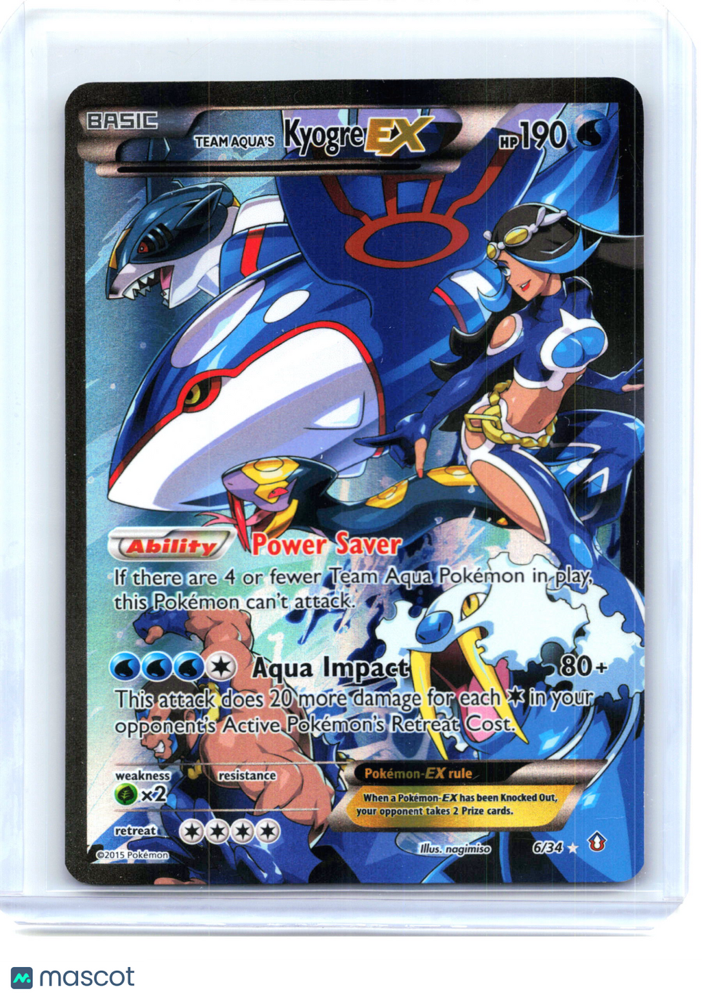 2015 Team Aqua's Kyogre EX #6/34 Double Crisis—Ultra Rare Holo [Lightly Played]